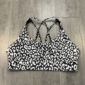 ZYIA Active Black & White Leopard Light n Tight Strappy Sport Bra size XXL